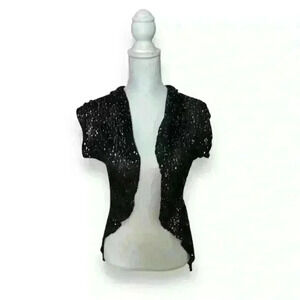 Sequin Black Shoulder Shaw Size Medium​​